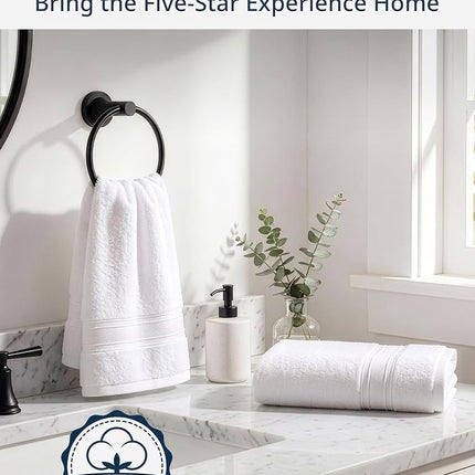 LANE LINEN Hand Towels for Bathroom 100% Cotton 4 Pack 16x28 - White