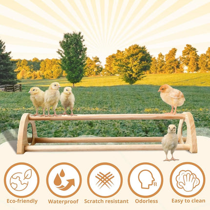 TonGass 16" Extra Long Chicken Perch - Freestanding Roosting Bar for Baby Chicks with Built-in Mirrors for Entertainment - Durable Polished Bamboo Roosting Bar - 15 3/4 x 6 5/8 x 3 1/2"