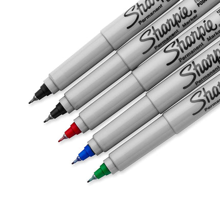 Sanford Sharpie Ultra Fine Point Permanent Markers 5/Pkg-Red, Blue, Green & 2 Black,Packof1,