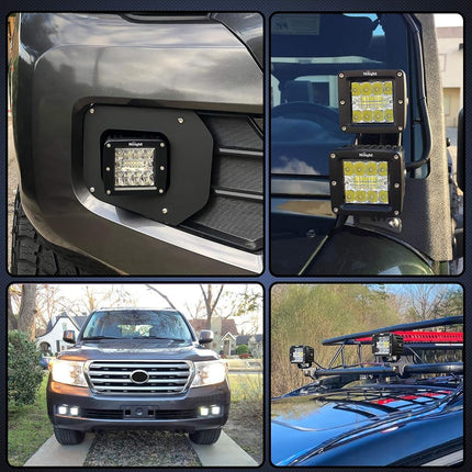 Nilight 2PCS 3Inch 42W LED Cubes Upgraded Spot Flood Combo Beam Square LED Pod Light Driving Fog Light for Offroad Pickup Trucks Jeep ATV UTV SUV (14025C-B)