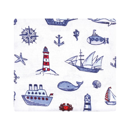 Hudson Baby Unisex Baby Cotton Flannel Receiving Blankets Bundle, Lighthouse, One Size