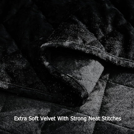 Chezmoi Collection Lux Black Velvet Quilt Oversized King Set, 3-Piece Plush Distressed Velvet Bedding All Season Lightweight Comforter Brushed Microfiber Reverse with Diamond Stitch Quilting
