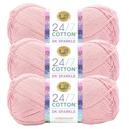 Lion Brand Yarn, 24/7 Cotton DK Crochet Yarn, Pink