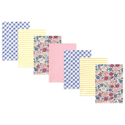 Hudson Baby Unisex Baby Cotton Flannel Burp Cloths, Pink Blue Pretty Floral 7 Pack, One Size