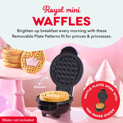 DASH Multimaker Mini System Two 4” Ceramic Nonstick Removable Waffle Plates (Crown & Rainbow) - 2Pc Plate Pack Compatible with Dash MultiMaker Mini System, Ceramic Nonstick Surface