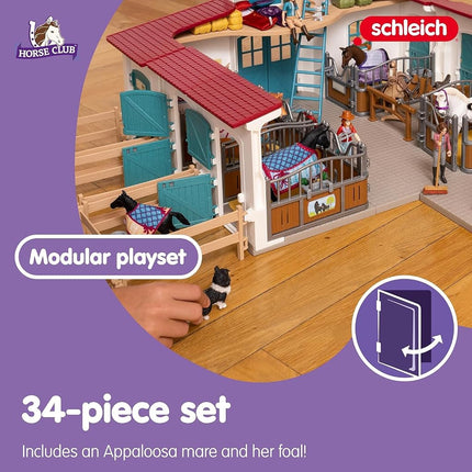 Schleich Horse Club - 34Pc Horse Stall With Mare And Foal - Kids 5+ | 42611