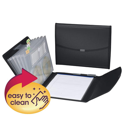 Padfolio with Expanding File, 10-7/8"x13-1/2, Black