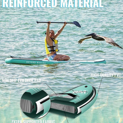 BEYOND MARINA Inflatable Paddle Board Stand Up Paddle Board, 320 x 81 x 15 cm Featherlight Sup Board for Youth & Adult, Premium Double Action Pump, Backpack, Fiberglass Paddle, Leash, Golf Mint Green