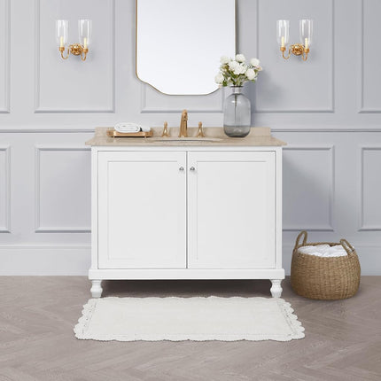 Laura Ashley Crochet Cotton 24x40 Bath Rug, Creamy White