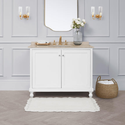 Laura Ashley Crochet Cotton 24x40 Bath Rug, Creamy White