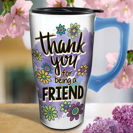 Spoontiques - Ceramic Travel Mugs - Kokopelli Cup - Hot or Cold Beverages - Gift for Coffee Lovers
