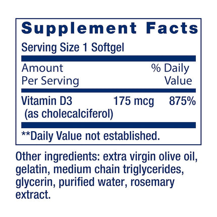 Life Extension Vitamin D3 7000 IU, 60 capsules