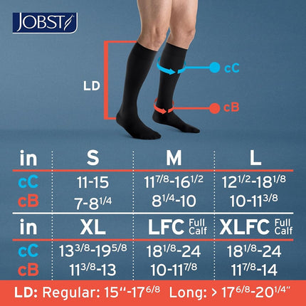 BSN Medical/Jobst 115000 for Men Compression Hose, Knee High, 15-20 MMHG, Closed Toe, Small, Black