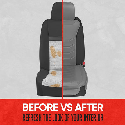 Motor Trend LuxeFit Solid Gray Seat Covers for Cars Trucks Van SUV (2 Pack), Premium Faux Leather Car Seat Covers, Easy to Install Automotive Seat Covers with Storage Pockets, Fits Most Vehicles