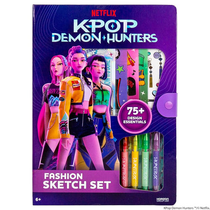 Kpop Demon Hunters™ Fashion Sketch Set, Includes Coloring Book, Gel Pens, Kpop Demon Hunters Stickers, Stencils & More, Great Girls Toys Age 6-8