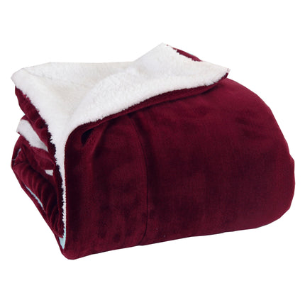 Elegant Comfort Reversible, Solid Sherpa Throw Blanket, All-Season Blanket- Super Soft, Cozy and Plush- Decorative Throw, Perfect for Lounging, 50 x 60 inches, Sherpa Throw Burgundy