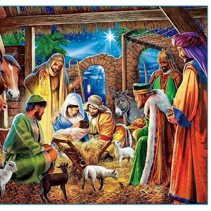 MasterPieces Holiday EZ Grip Extra Large Jigsaw Puzzle, Away in a Manger, Featuring Art by Steve Crisp, 300 Pieces