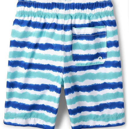 The Children's Place Boys' Swim Trunks, Blue Multi Stripe, Medium