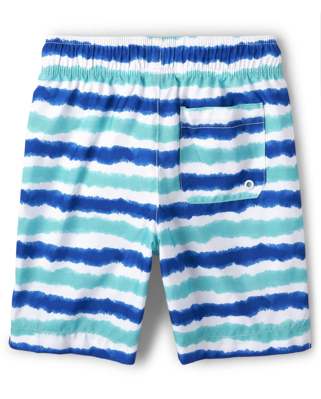 The Children's Place Boys' Swim Trunks, Blue Multi Stripe, Small