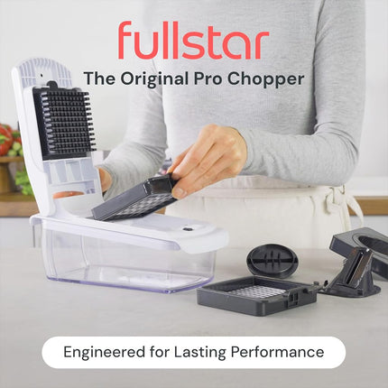 Fullstar Vegetable Chopper - Spiralizer Vegetable Slicer - Onion Chopper with Container - Pro Food Chopper - Slicer Dicer Cutter - (2 in 1, White)