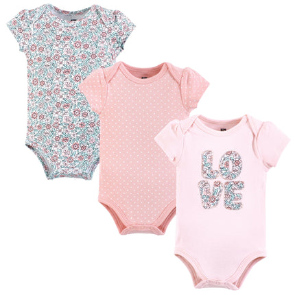 Hudson Baby Unisex Baby Cotton Bodysuits, Love Flo