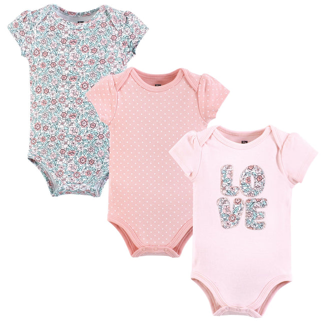 Hudson Baby Unisex Baby Cotton Bodysuits, Love Flo