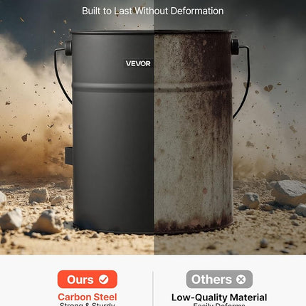 VEVOR Ash Bucket, 4 PCS with Lid, Shovel, Broom and Gloves, Metal Fireplace Charcoal Bucket and Ash Can, 15L Large Capacity for Fireplace, Fire Pits, Wood Burning Stoves, Indoor and Outdoor