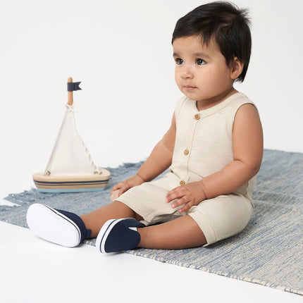 Gerber Unisex-Child Zapatilla Deportiva Sin Cordones para Recién Nacido, Bebé y Niño Pequeño, Azul Marino, 6-9 Meses, Bebé