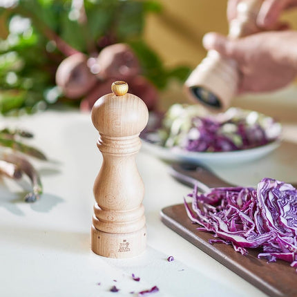Peugeot - Paris u'Select 18 cm Pepper and Salt Mill Set - 6 Predefined Grind Settings - Powdered Salt Innovation, Zirlion Mechanism - PEFC-Certified Wood - Made in France - Natural Finish