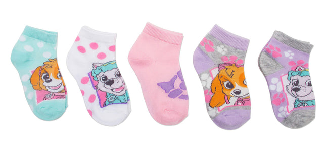 Paw Patrol Niñas Calcetines Cortos Paquete de 5, Caras Grandes Pastel, 5-6.5