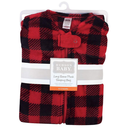 Gigoteuse, Nid d'ange ou Couverture en peluche unisexe Hudson Baby à manches longues motif carreaux de buffle, 0-6 mois