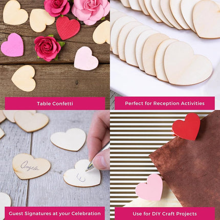 Kate Aspen 22103WD Unifinished Wood Hearts for Guest Book Alternative, Wooden Shapes for Crafts Guestbook, Brown