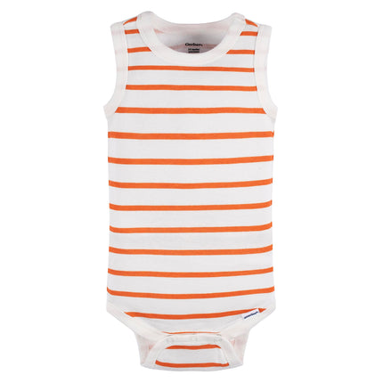 Gerber Baby Boys Multi-Pack Sleeveless Onesies Bodysuit, Green Stars, 12 Months
