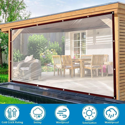 Clear Tarp - Heavy Duty Waterproof 8x14FT Plastic Tarps with Grommets Clear Vinyl Tarps for Outdoor Porches Transparent Tarpaulin for Patio Enclosure Roofs Greenhouse Plant Chicken Coop Cover