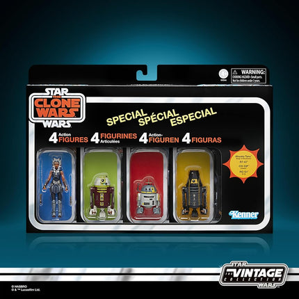 Star Wars The Vintage Collection L'Évasion de l'Ordre 66, The Clone Wars, Pack de 4 Figurines de Collection Ahsoka Tano & Droïdes de 9,5 cm (Exclusivité Amazon)