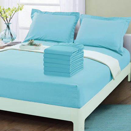 Elegant Comfort 6-Pack Fitted Bottom Sheets 1500 Thread Count Premium Hotel Quality, Deep Pocket, Wrinkle-Free, Stain and Fade Resistant-Side Pockets for Storage, 6PACK Fitted-Twin/Twin XL, Aqua