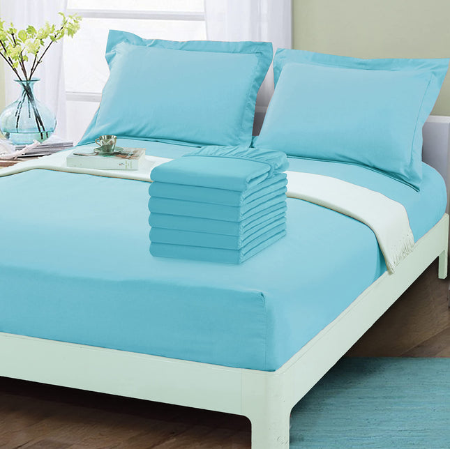 Elegant Comfort 6-Pack Fitted Bottom Sheets 1500 Thread Count Premium Hotel Quality, Deep Pocket, Wrinkle-Free, Stain and Fade Resistant-Side Pockets for Storage, 6PACK Fitted-Twin/Twin XL, Aqua
