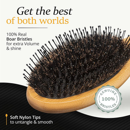 Belula Men's Hair Grooming Set, Boar Bristle and Nylon Pin Brush, Comb, Bag