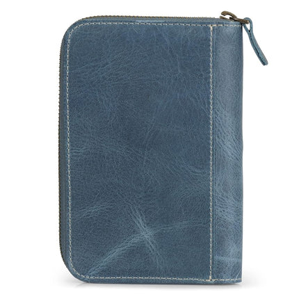 Londo Genuine Leather Padfolio with Pencil Holder Notepad and Zipper Closure - Blue
