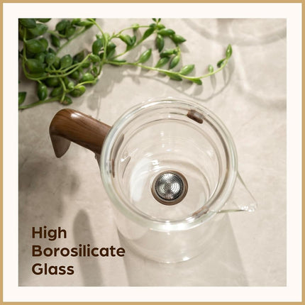 WOLTBLOOM Enchanti Tea Pot - Modern Glass Infuser Teapot - Water Separation Magic Teapot with Heat-Resistant Handle - Elegant Gift Box & Writable Card - Perfect for Loose Leaf Tea - 600 ML (20oz)