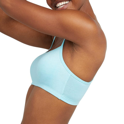 Hanes Women's Bralette, Breathable Pullover Bra, Crop Top, Solid Or Assorted, 3-Pack, Opaque, Denim Jacket/Concrete Heather/Ultra Blue, S (Pack of 3)