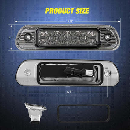 Nilight Third Brake Light Tail High Mount 3rd Stop Lights Smoked Lens Compatible with Jeep Cherokee 1999 2000 2001 2002 2003 2004 Van SUV Rear Center Cab Lamp