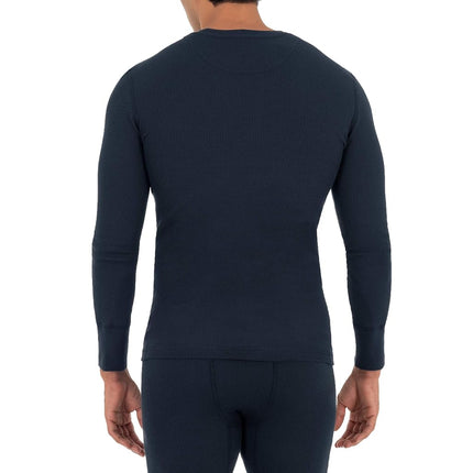 Fruit of the Loom Mens Recycled Waffle Thermal Underwear Crew Top (1 and 2 Packs), Black/Navy, 2X