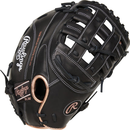Rawlings | R9 Series Fastpitch Softball Glove | First Base Mitt 12.5' | RHT | Pro H-Web | Black