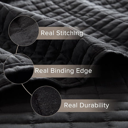Comfort Spaces All Season, Lightweight, Coverlet Bedspread Bedding, Matching Shams, Microfiber, Black, Twin/Twin XL(66"x90")