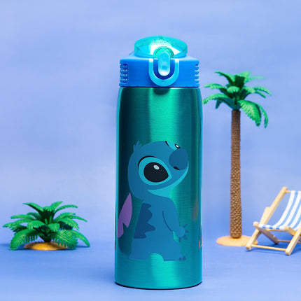 Botella de agua Zak Designs Disney Lilo y Stitch para viajes y el hogar, acero inoxidable con aislamiento al vacío de 19 oz con tapa de boquilla de cierre, asa de transporte incorporada, diseño a prueba de fugas (Stitch)