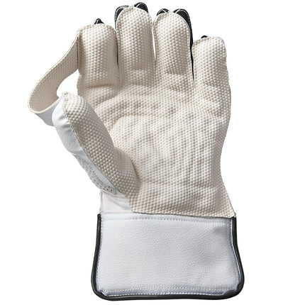 Gunn & Moore GM | Cricket Wicket Keeper Keeping Gloves | Aion | Cotton Lining & Pimple Rubber Palm | PVC Faux Leather Back of Hand | Junior | 1 Pair | White, Cyan & Fluro with GM | Logo