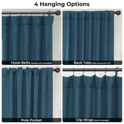HPD Half Price Drapes Extra Wide Linen Room Darkening Curtain (1 Panel) 100 X 108, BOCH-LN21331-108-DW, Story Blue