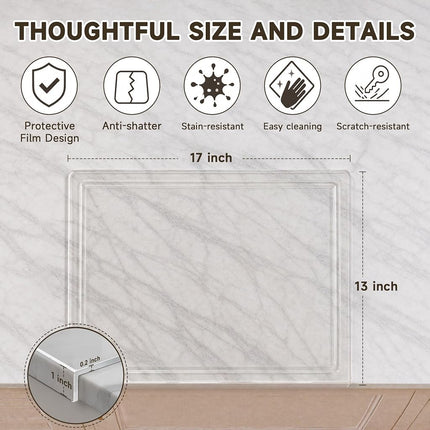 Acrylic Cutting Board with Juice Groove, Non Slip Clear Cutting Board with Counter Lip, 17.5x13.5 Inch Cutting Boards for Kitchen Countertop, Dough Mat, Kitchen Gadgets 2024, Gifts for Women