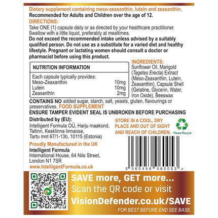 Vision Defender MAC Meso-Zeaxanthin Lutein Eye Supplement 90 Capsules